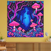 Neonrosa Pilzwald Kunst Leinwanddruck (Insitu (Wohnzimmer))