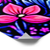 Neonrosa Pilzwald Kunst Poster (Ecke)