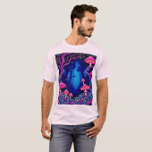 Neonrosa Pilzwald Kunst T-Shirt (Vorne ganz)