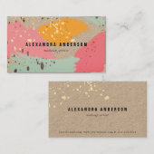 Neonrosa Pinselstriche zieht Kraft Paper Business  Visitenkarte (Vorne/Hinten)