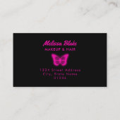 Neonrosa Schmetterlinglogo Visitenkarte (Rückseite)