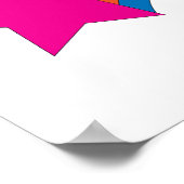 Neonrosa Stern und farbenfroher Regenbogen Whimsic Poster (Ecke)
