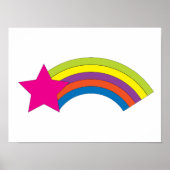 Neonrosa Stern und farbenfroher Regenbogen Whimsic Poster (Vorne)