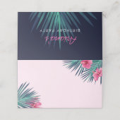 Neonrosa tropische Retro-Lebensmitteletiketten mit Platzkarte (Außenseite Aufgefaltet)