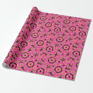 Neonrosa- und blaues Doodle-Muster der 80er/90er J Geschenkpapier