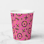 Neonrosa- und blaues Doodle-Muster der 80er/90er J Pappbecher (Rückseite)