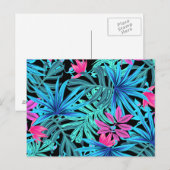 Neonrosa und blaues tropisches Pflanzenmuster Postkarte (Vorne/Hinten)