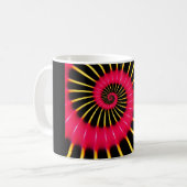 Neonrosa und gelbe Spiralfraktale Kaffeetasse (Vorderseite Links)