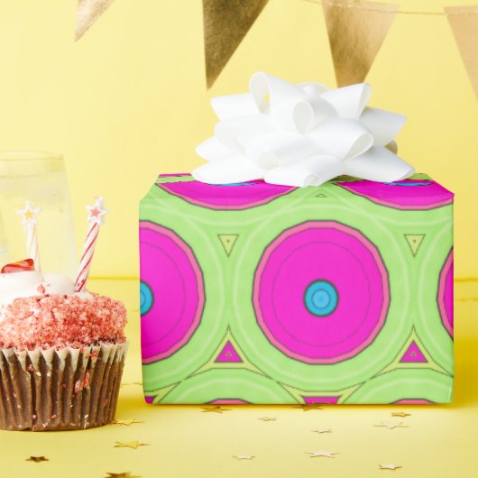 Neonrosa und grüne Abstrakte Kreise Geschenkpapier (Geburtstagsparty)