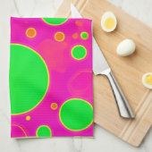 Neonrosa und grüne Retro Circle Design Geschirrtuch (Viertel Falte)
