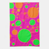 Neonrosa und grüne Retro Circle Design Geschirrtuch (Vertikal)