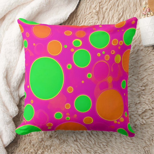 Neonrosa und grüne Retro Circle Design Kissen (Decke)