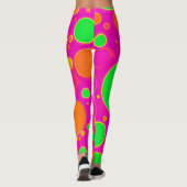 Neonrosa und grüne Retro Circle Design Leggings (Rückseite)