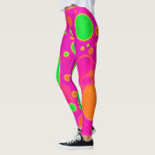 Neonrosa und grüne Retro Circle Design Leggings (Links)