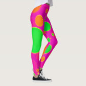 Neonrosa und grüne Retro Circle Design Leggings (Rechts)