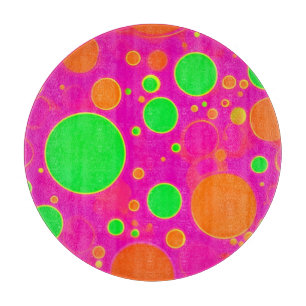 Neonrosa und grüne Retro Circle Design Schneidebrett