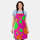 Neonrosa und grüne Retro Circle Design Schürze (Getragen)