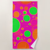 Neonrosa und grüne Retro Circle Design Strandtuch (Vorderseite)