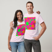 Neonrosa und grüne Retro Circle Design T-Shirt (Unisex)