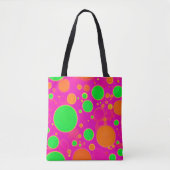 Neonrosa und grüne Retro Circle Design Tasche (Vorderseite)