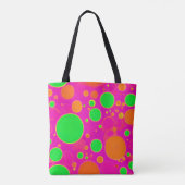 Neonrosa und grüne Retro Circle Design Tasche (Rückseite)