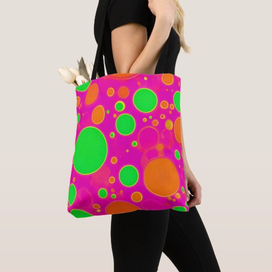 Neonrosa und grüne Retro Circle Design Tasche (Von Nahem)