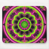 Neonrosa und grünes Kaleidoskop Mousepad (Vorne)