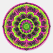 Neonrosa und grünes Kaleidoskop Runder Aufkleber (Vorderseite)