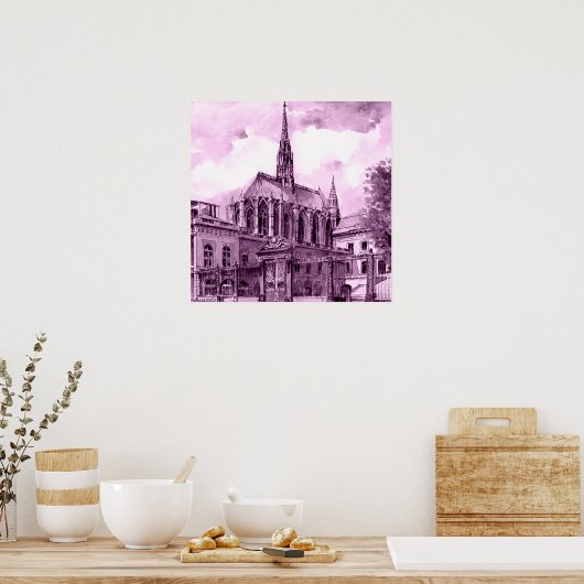 Neonrosa und Kobalt-Brückenpfeile über einem leuch Poster (Küche)