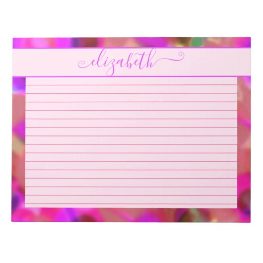 Neonrosa und Lila Abstrakte Wasserfarbe Notizblock (Vorderseite)