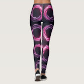 Neonrosa und lila abstrakte Wirbel auf der schwarz Leggings (Rückseite)