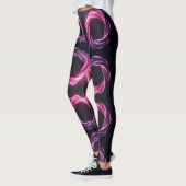 Neonrosa und lila abstrakte Wirbel auf der schwarz Leggings (Links)