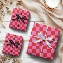 Neonrosa und rotes Karton Vintag Geschenkpapier Set