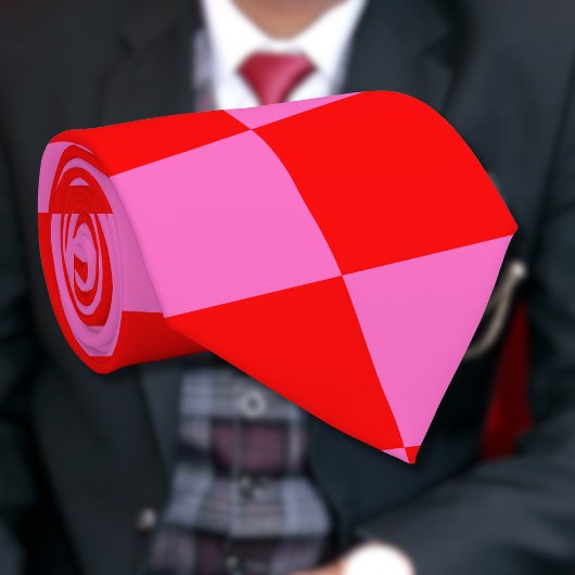 Neonrosa und rotes Karton Vintag Krawatte