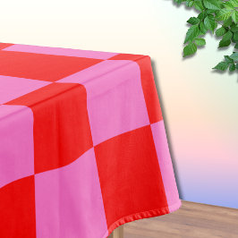 Neonrosa und rotes Karton Vintag Tischdecke