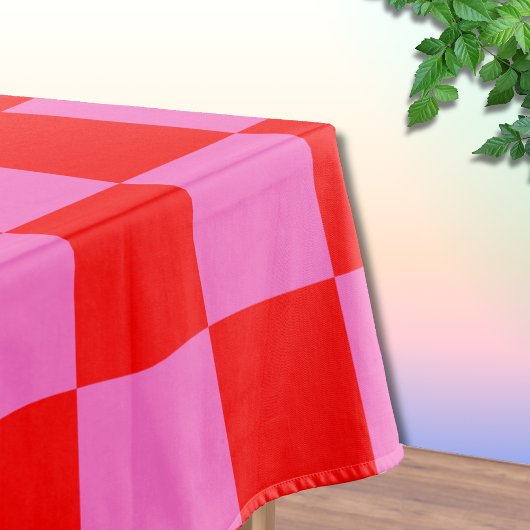Neonrosa und rotes Karton Vintag Tischdecke