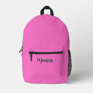 Neonrosa und schwarz 3D Personalisierter Name Bedruckter Rucksack