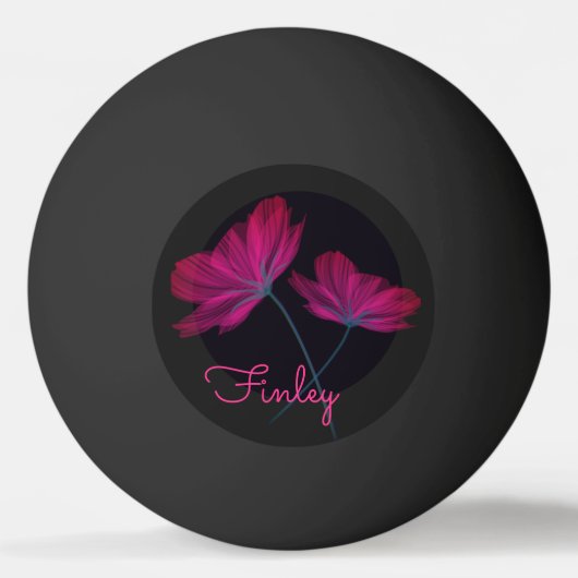 Neonrosa und schwarze Blume mit dem Namen Floral Tischtennisball (Vorderseite)