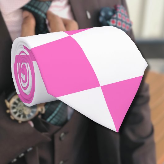 Neonrosa und weißes Karton Vintag Krawatte