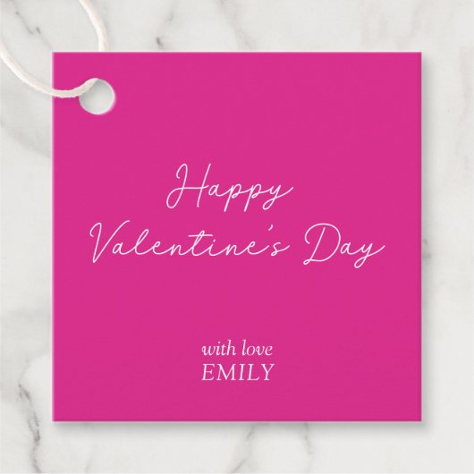 Neonrosa Valentinstag Geschenkanhänger (Vorderseite)