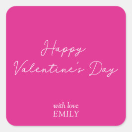 Neonrosa Valentinstag Quadratischer Aufkleber
