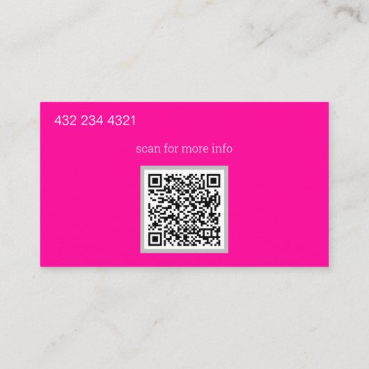 Neonrosa Visitenkarte (Rückseite)