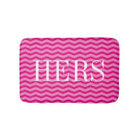 Neonrosa Zickzack Muster Monogramm Badematte