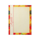 Neonrot und Gelb Abstrakte Wasserfarbe Notizblock (Rotiert)