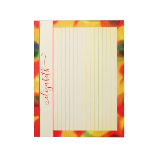 Neonrot und Gelb Abstrakte Wasserfarbe Notizblock (Rotiert)