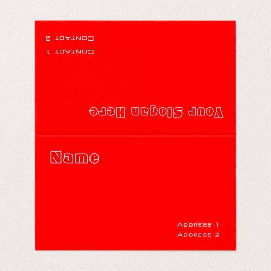 Neonrot Vollfarbe Visitenkarten (Außenseite Aufgefaltet)