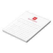 Neonrote moderne, schicke, trendy Monogramm-Linien Notizblock (Rotiert)