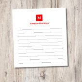 Neonrote moderne, schicke, trendy Monogramm-Linien Notizblock