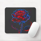 Neonrote und blaue Rosenmauspad Mousepad (Mit Mouse)
