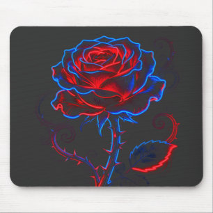 Neonrote und blaue Rosenmauspad Mousepad